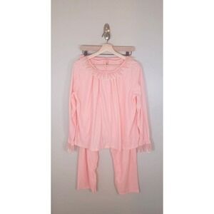 Vintage Sears Feminine Ruffle Pink Women's Pajama Set Size 36 New